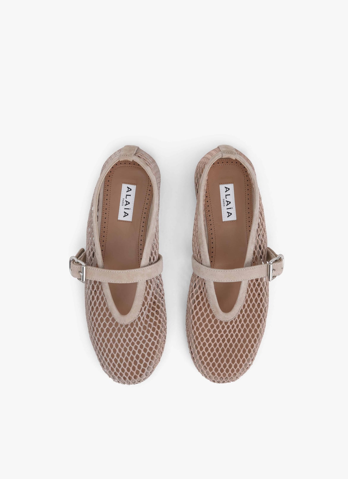 BALLET FLATS IN FISHNET ALAÏA GREGE BALLET FLATS IN FISHNET